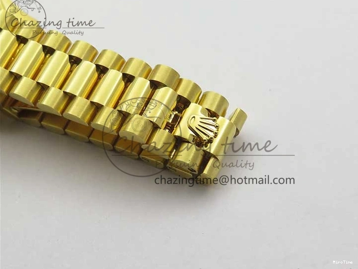 MiroTime 0408 Versatile Daydate 278288 31mm YG EWF Best Edition Green Malachite Dial Crystal Markers on YG President Bracelet ETA 2606